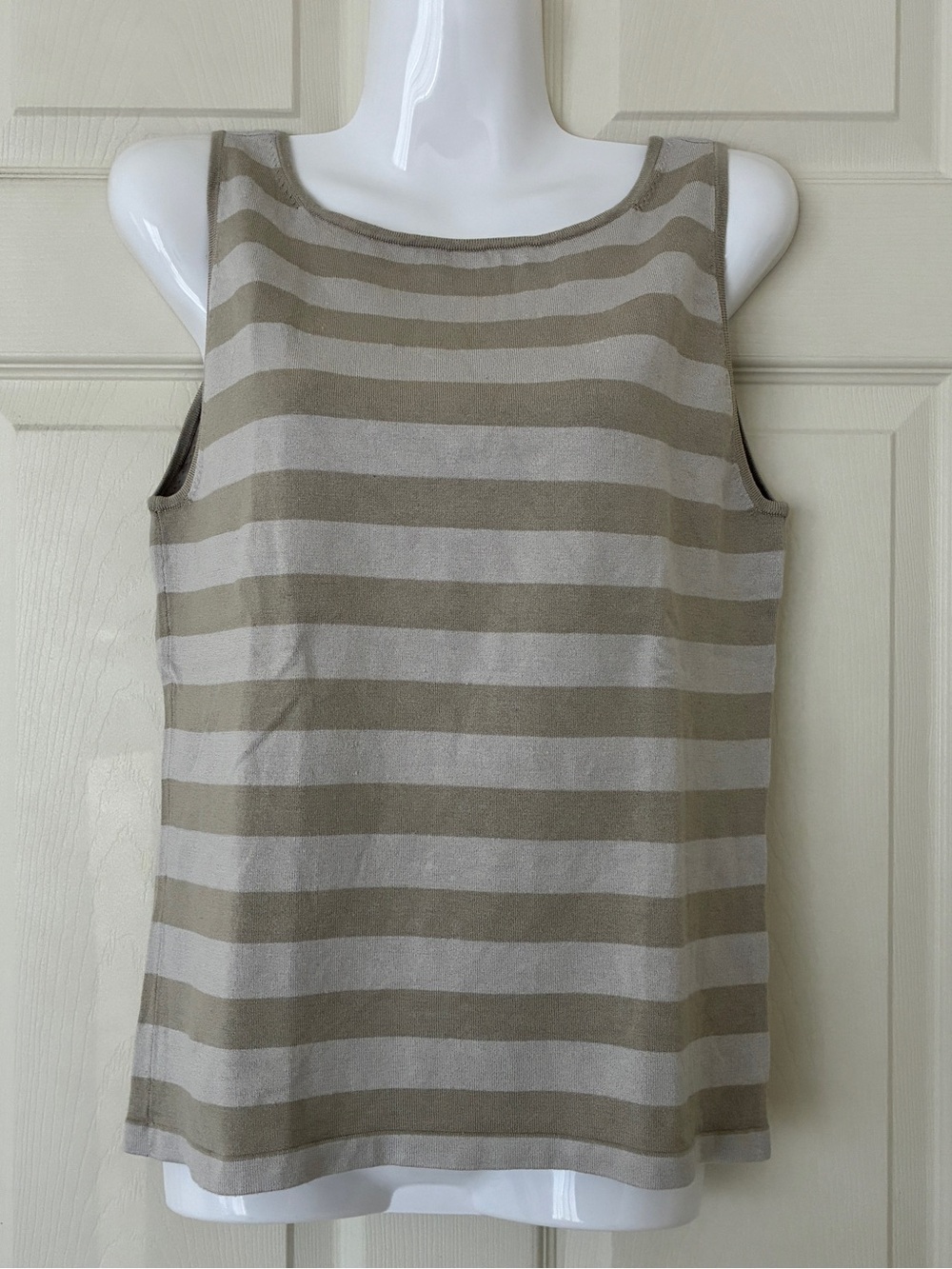 Banana Republic Silk Blend Stretch Knit Striped Tank Sweater Size Large